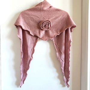 Scarf Dusty Rose Scallop Edges Gathered Centre Rose Boho Gypsy Soft Flowy Unique
